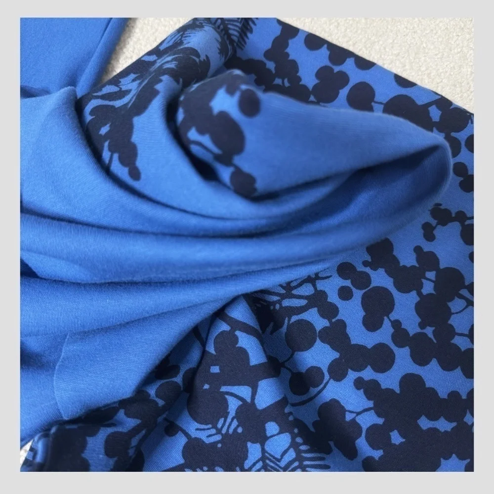 Boden Sheath Dress Stretch Ponte Fabric Blue Black Print 3/4 Sleeve Zip Back